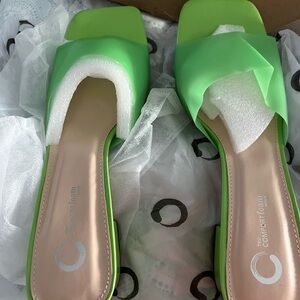 Women's Green Slide Sandals